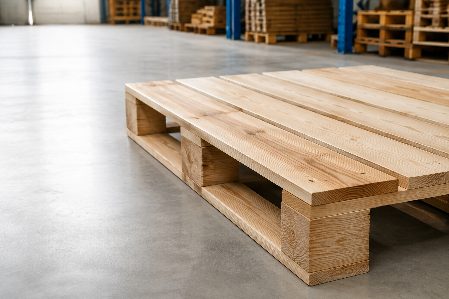 Detailaufnahme einer hochwertigen Holzpalette